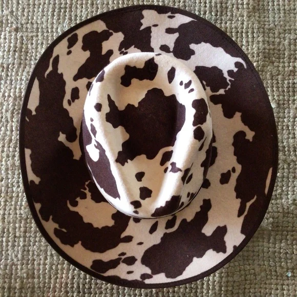 NEW! Wyeth cow print wool cowgirl hat Black Cow Boy Hat Felt - McGraw main image 4